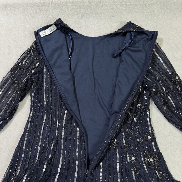 Mac Duggal 93626 Blue Size 12 Embellished Gown High Neck Illusion Long SleeveNWT - Picture 14 of 16